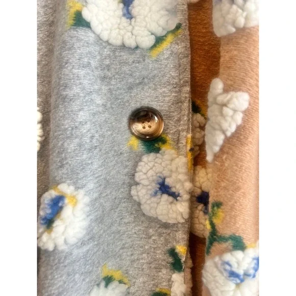 NEW DAVI & DANI Elegant Tan and Brown Flower Coat Hooded Buttons Women's Sz L - Picture 6 of 9